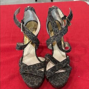 Michael Kors Black and Gold Strappy Heels